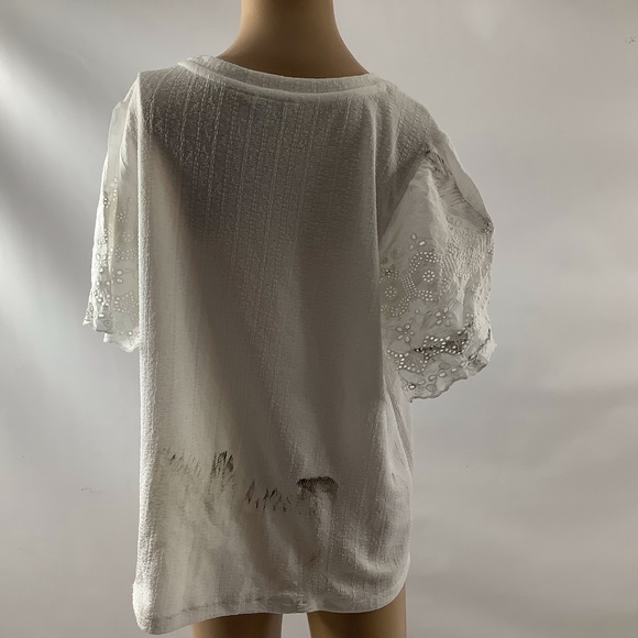 Frye Shirt Women Size XL White Short Sleeve Blouse Top Shirt Casual Top READ - Picture 13 of 14